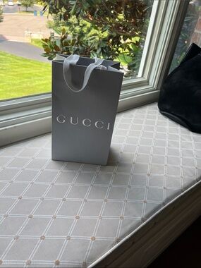 Gucci Silver Gift Shopping Bag 11.5 h x 6.5 w x 4 d